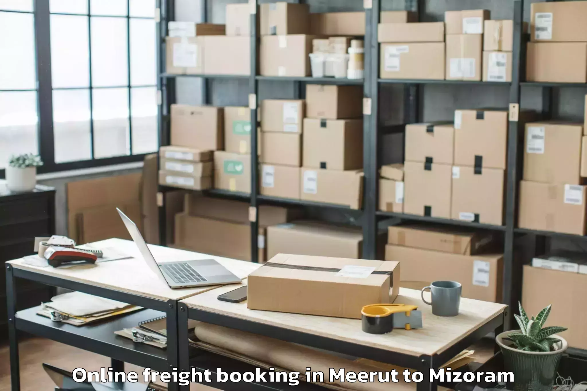 Book Meerut to Darlawn Online Freight Booking